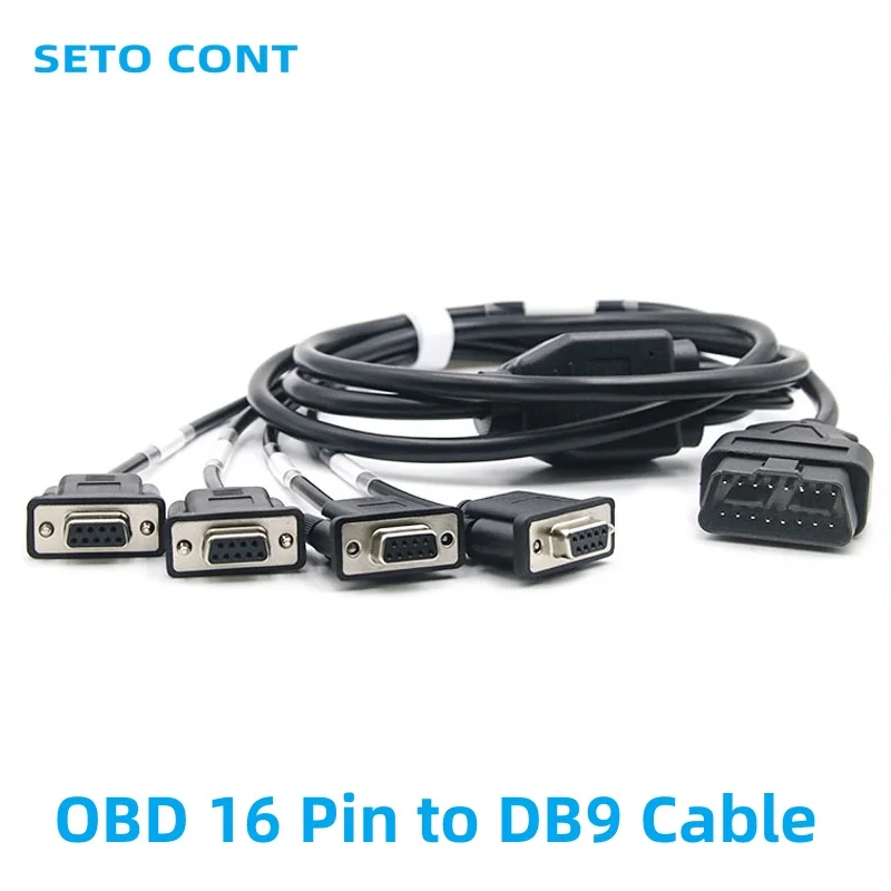 

12V 24V OBD Cable 16 Pin Male to Four DB9 Female 4 in 1 VGA D-sub 9 Pin OBDII Adapter RS232 Serial Port Line OBD2 Cable