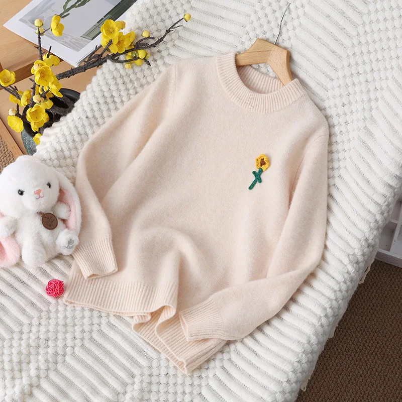 

Thick Soft 100% Merino Wool Sweater Autumn And Winter Pullover Long Sleeve Knitwear Unisex Style Children's Clothing Tops