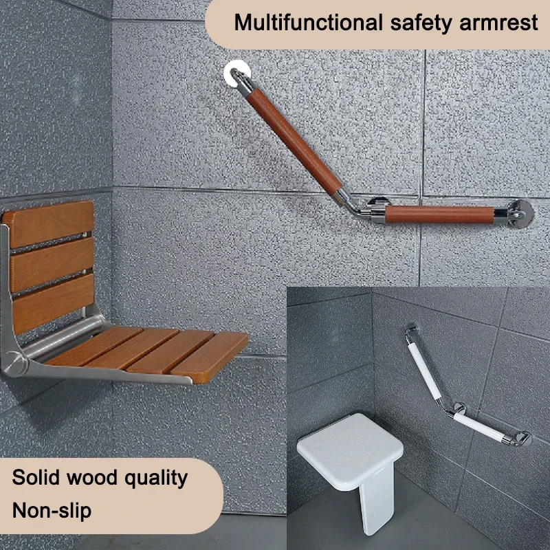 

Solid Wood Armrest Bathroom Grab Bars L-shaped 135 Degrees Handrails Safety Armrest Zinc Alloy Shower Grab Bar Hand Support Rail