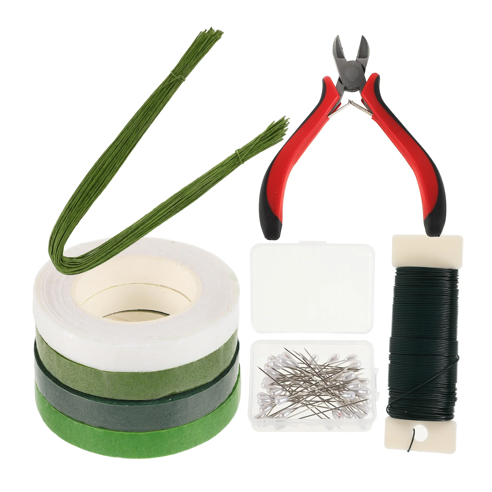 

Floral Arrangement Supplies Kit with Paper Rattan Roses Realistic Stem Wire and Trimming Tools for DIY Wedding Corsage Wreath