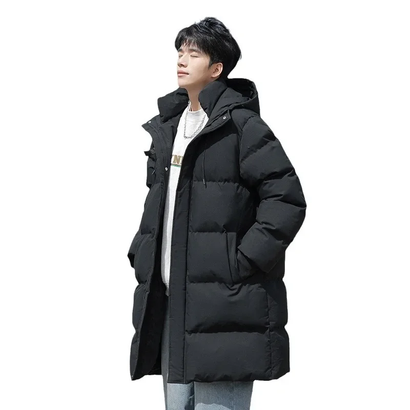 Thickened Cotton-padded Coat Young Men Winter Casual Warm Hooded Jacket Mid-length Men's Trendy Cotton-padded Jacket Coat