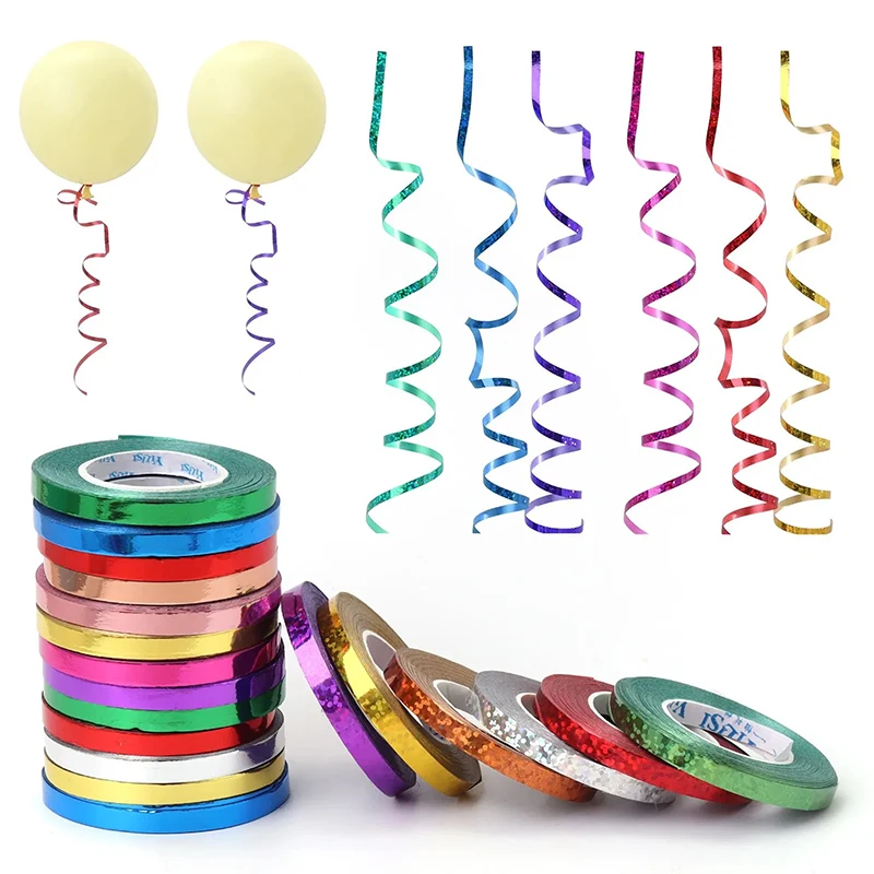 10Meter/Roll 5mm Balloon Ribbon Party Birthday Wedding Accessories Laser Balloon Chain Satin Ribbons Craft DIY Party Decoration