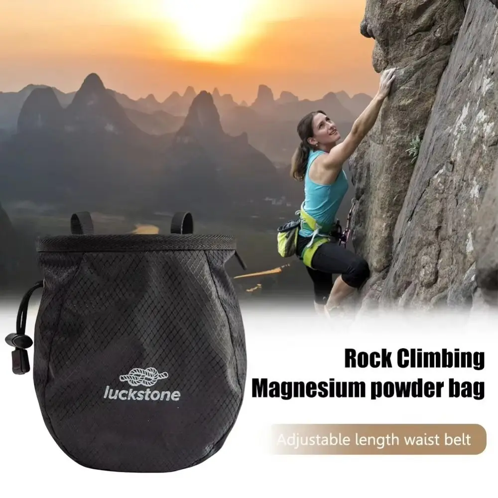 Adjustable Belt Rock Climbing Chalk Bag Large Capacity Soft Lining Magnesium Powder Bag Terylene Waterproof Gym Chalk Bag