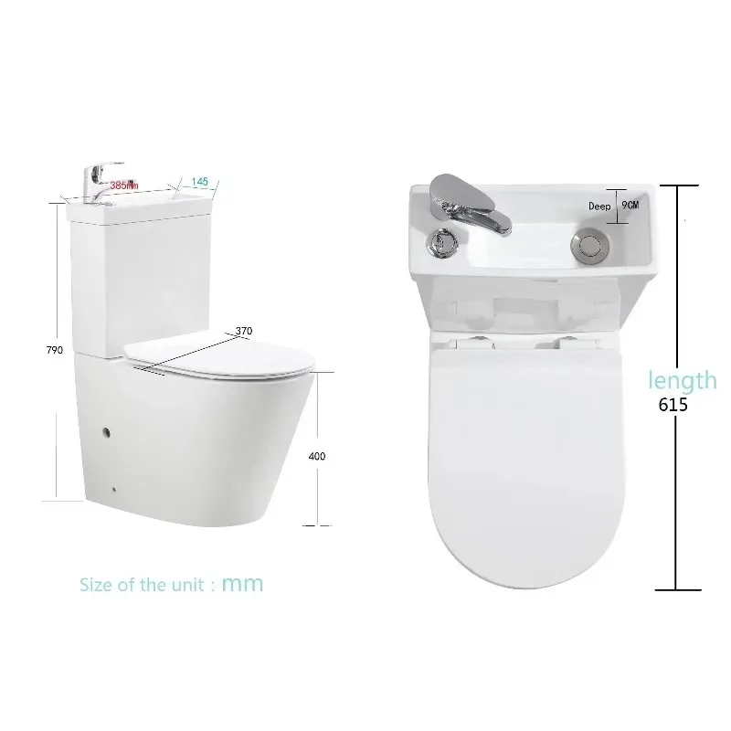

【From China】2In1 combined toilet and sink combined washbasin bathroom toilet space saving unit with faucet and thick closed toil