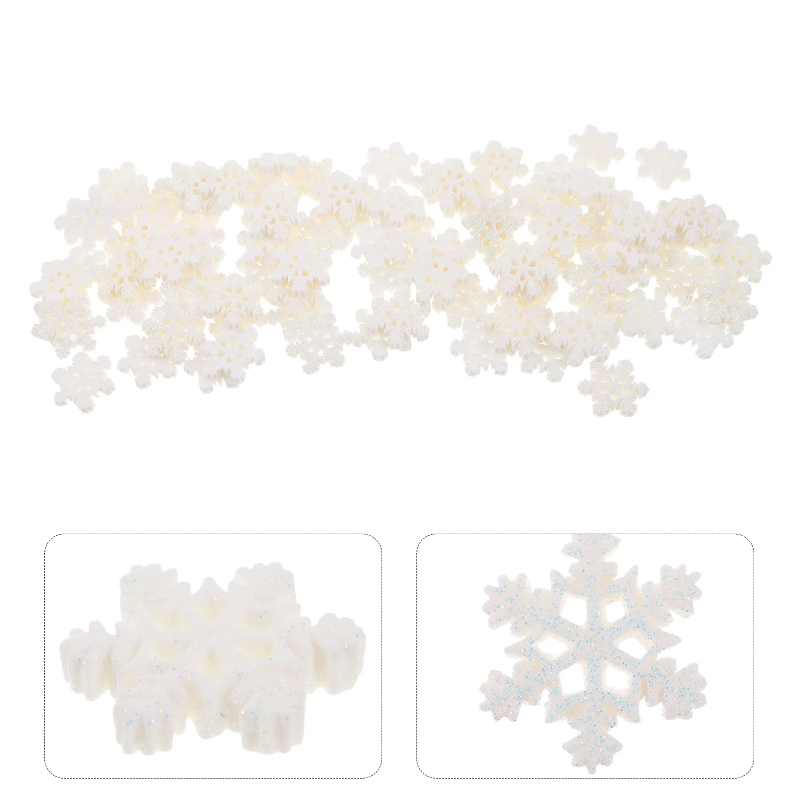 

100 Pcs Moss Micro Landscape Ornaments Mini Snowflakes for Crafts White Manual Glitter Resin Fake Winter Decor
