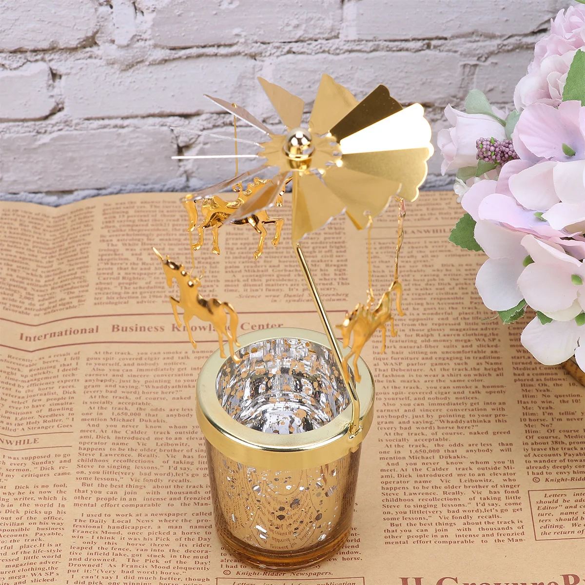 

Glass Candlestick Rotating Stand Elegant Desktop Decoration Home Office Birthday Gift Cup Glass Candlestick