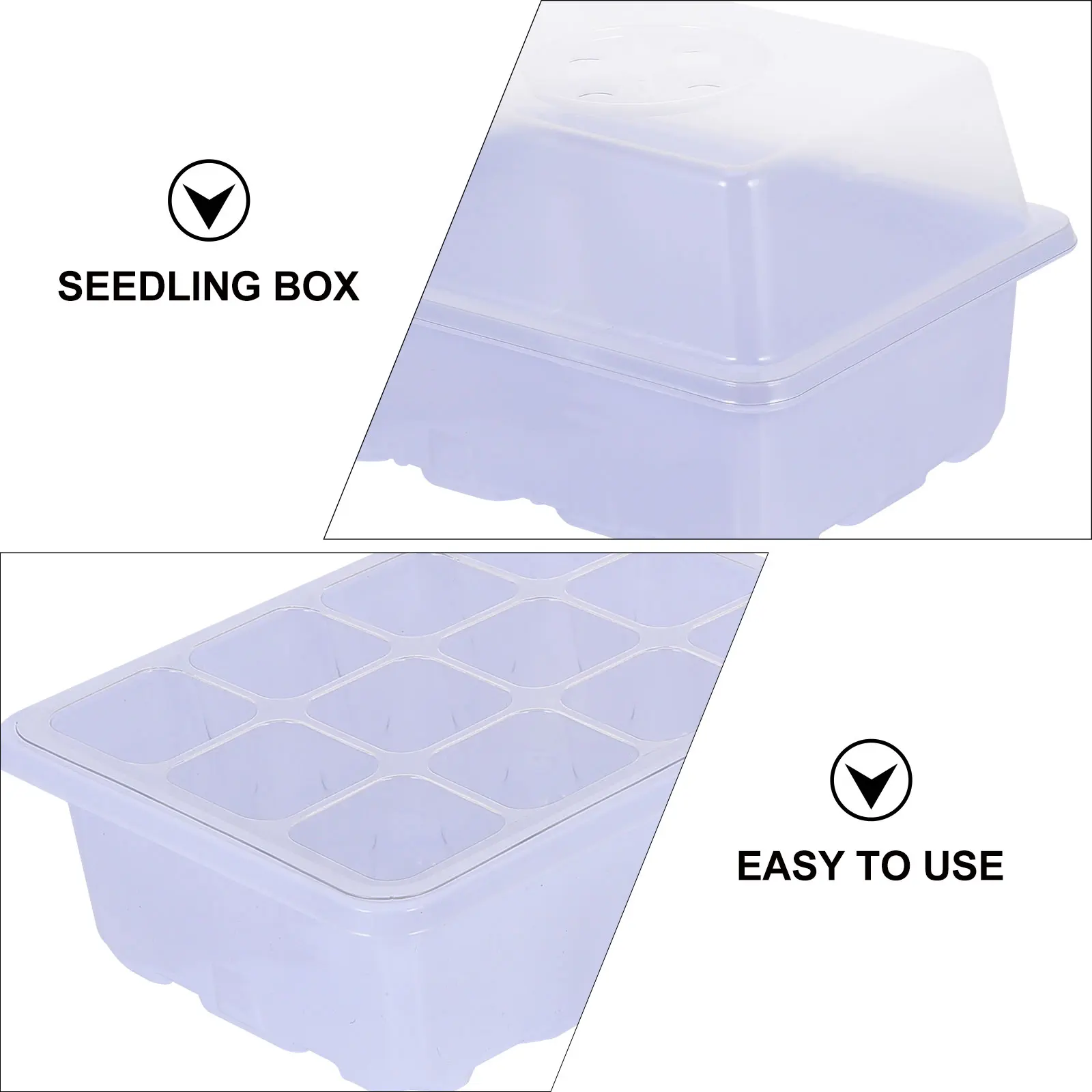 

2 set 2 Sets Seedling Pots Moisturizing Incubating Box Durable Plastic for Indoor Garden Ventilation Holes