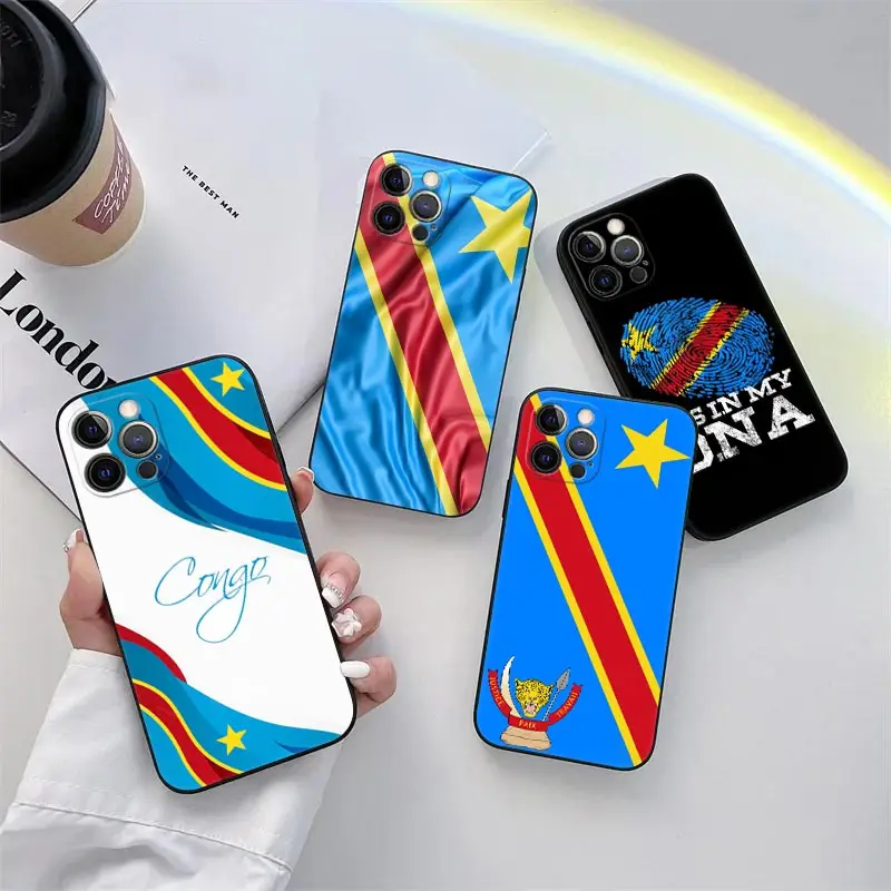 Democratic Republic Congo Flag Phone Case for iPhone 11 15 Pro Max Case Coque 14 Plus 13 Pro 12 11 X XS XR 7 8 SE TPU Soft Cover