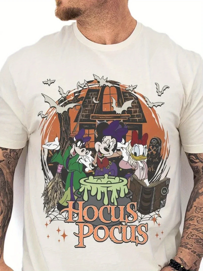 

Футболка с принтом Disney «Witch Is Crazy» из фильма, мягкая дышащая свободная футболка из чистого хлопка для мужчин и женщин, осенняя повседневная футболка с короткими рукавами