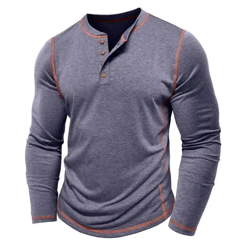 

Men S Cotton Henley Neck Shirt Long Sleeve Casual Button Solid Color Fashion Streetwear Tops Tees T Shirts Men Clothing