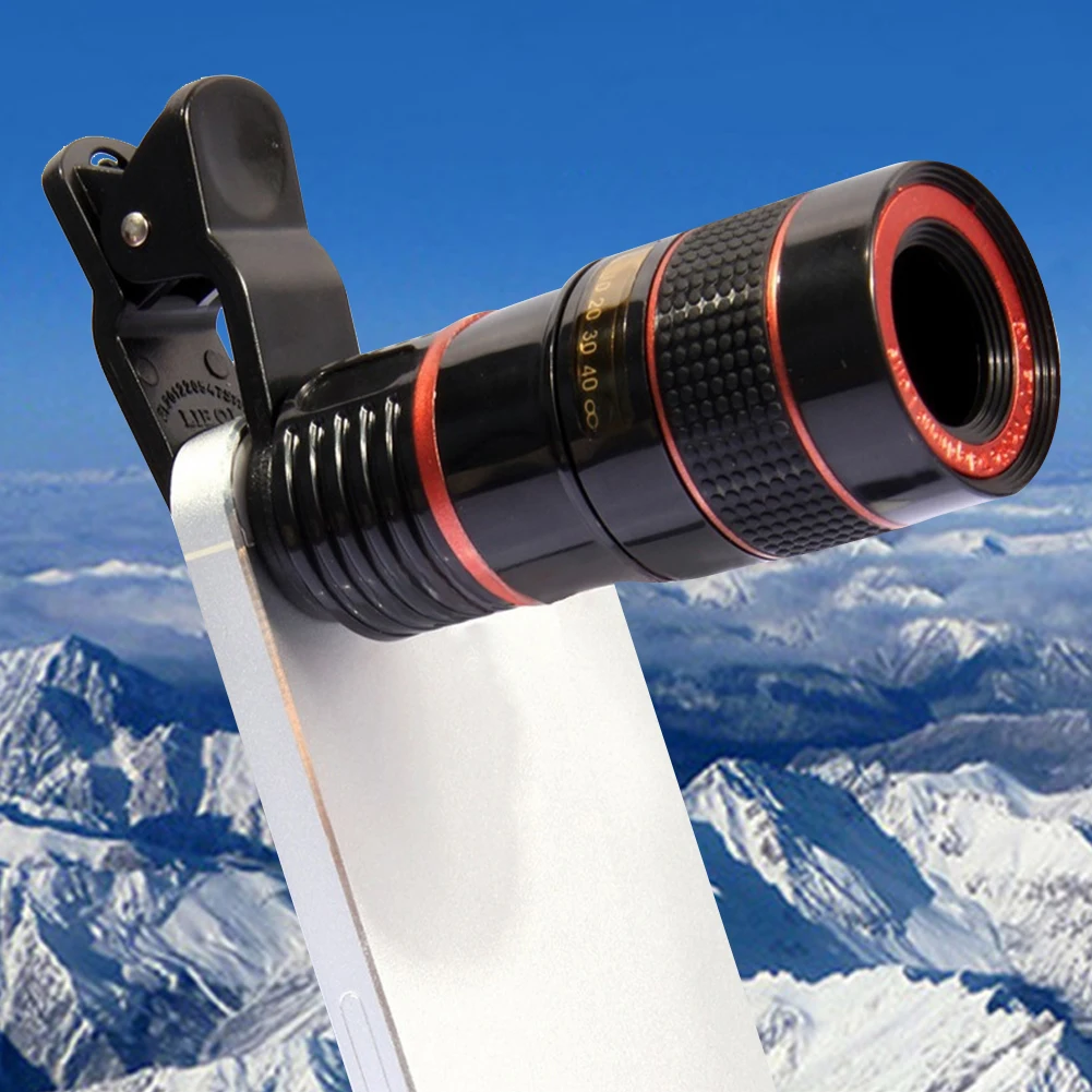 Objectif monoculaire de caméra de téléphone portable pour Smartphones, télescope 8, 12, 20X, objectif n'aime pour le camping, la chasse, l'observation sportive