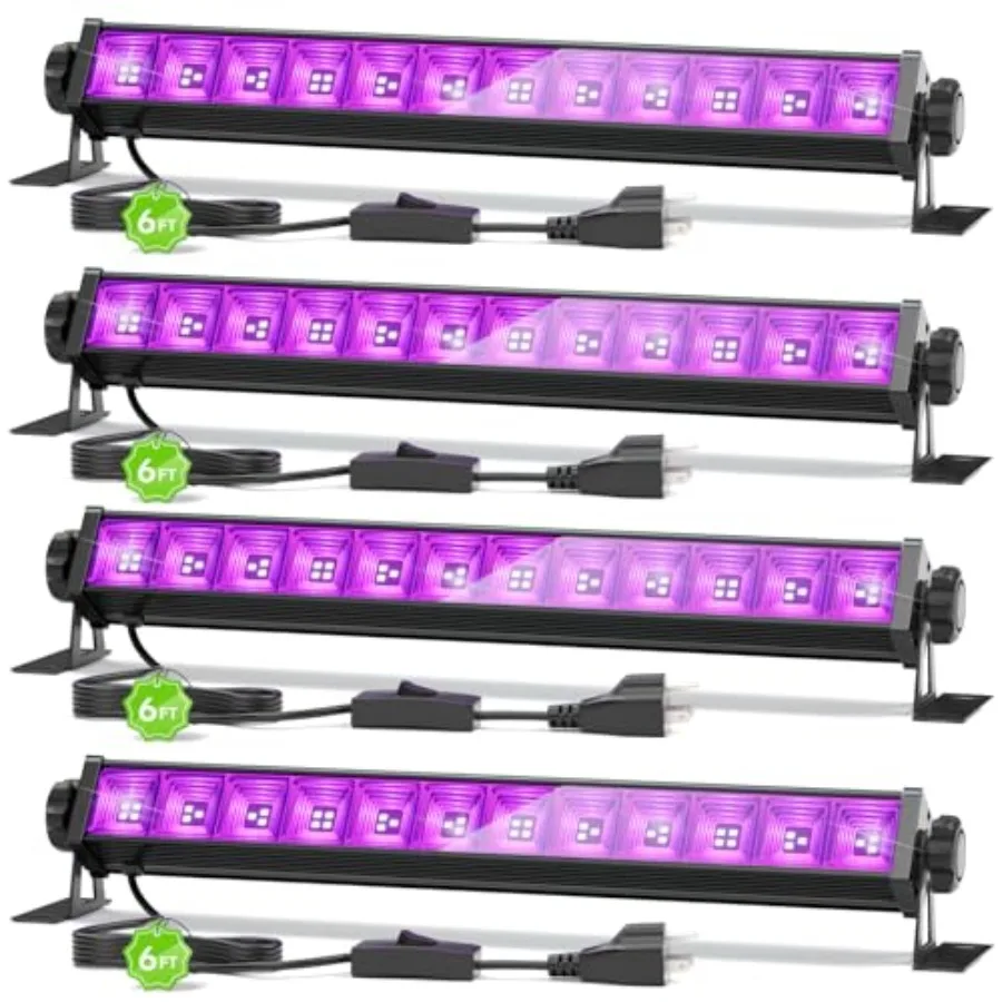 Pack W LED Black Light Bar, Blacklight with Feet Cord+Switch+Plug, Glow in The Dark Black Lights Party Supplies for Halloween D