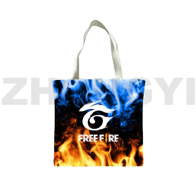 Lightweight Portable Free Fire Garena Shopping Bags Teenager Big Canvas Bag 3D Free Fire Game Tote Bags Reusable Supermarket Bag