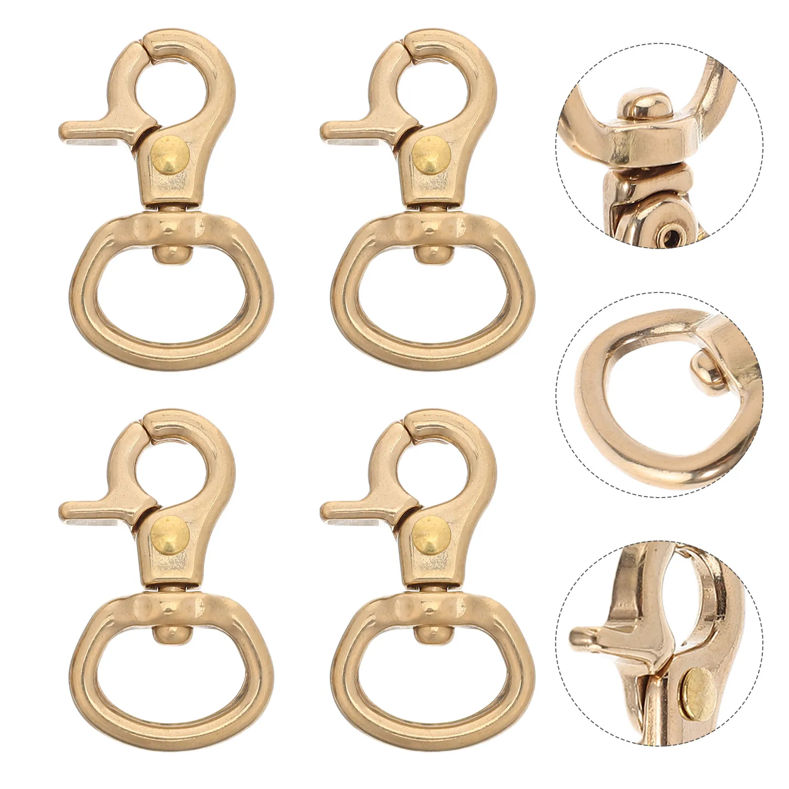 

4Pcs Swivel Lobster Clasp Solid Brass Rotating Spring Snap Hooks Keychain Lanyard Clips DIY Bag Accessories Metal Keychain Hook