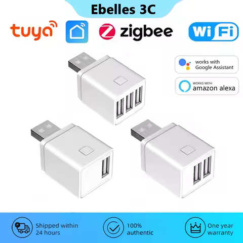 Tuya WiFi/Zigbee Smart USB Adapter Plug 1/2/3 Gang Smart Life APP Timing DIY ON/OFF Controller Works with Alexa Google Home
