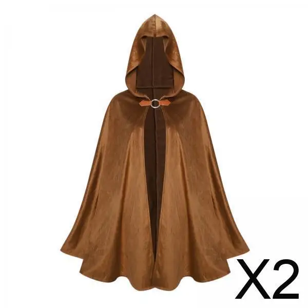 

2x капюшон, готическая накидка смерти, косплей с крючком, костюм средневековой ведьмы, пончо с капюшоном для женщин и мужчин