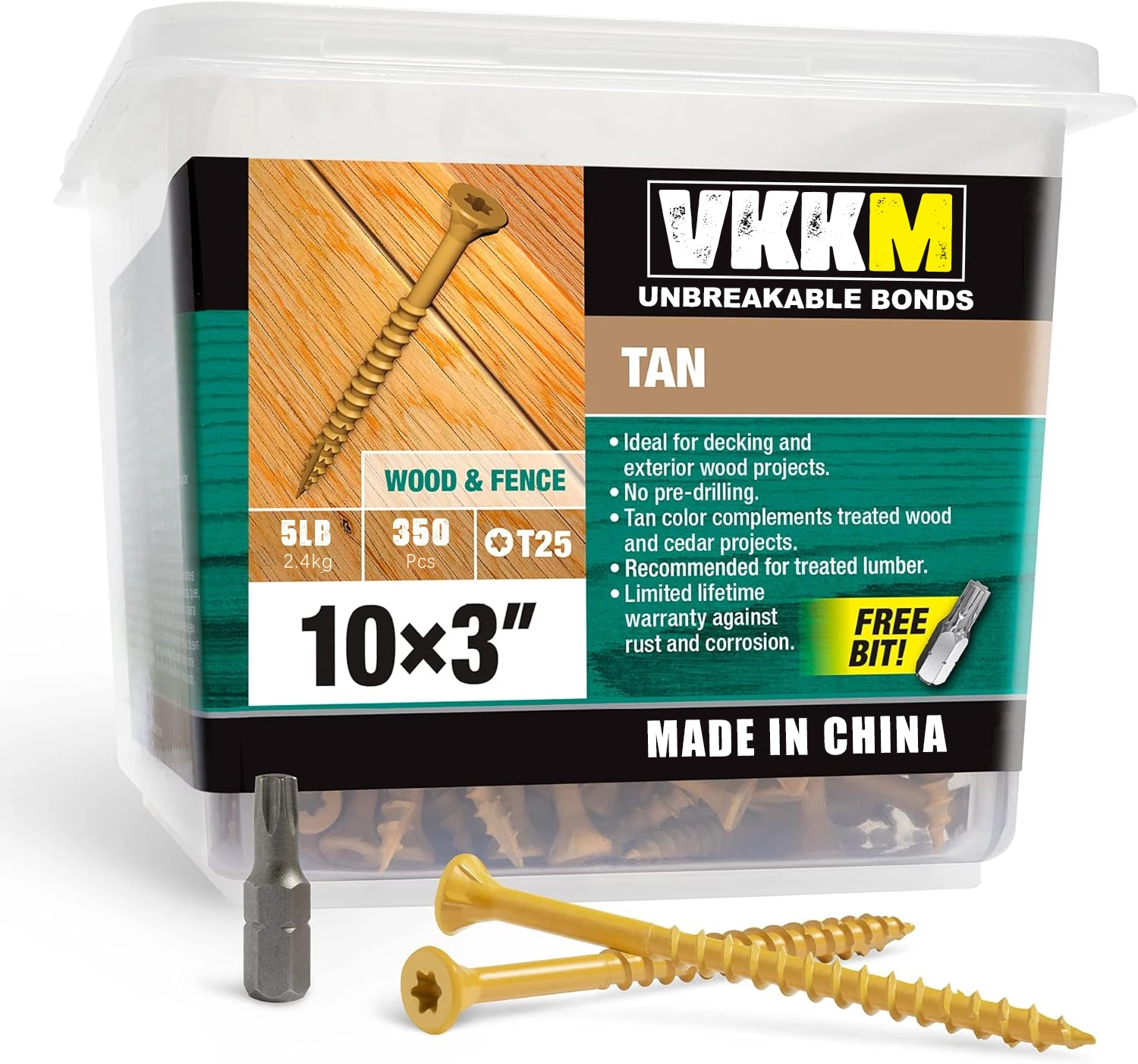 

VKKM 48419 Wood Screw #10 x 3 ", tan, 5lb box, self-tapping screw
