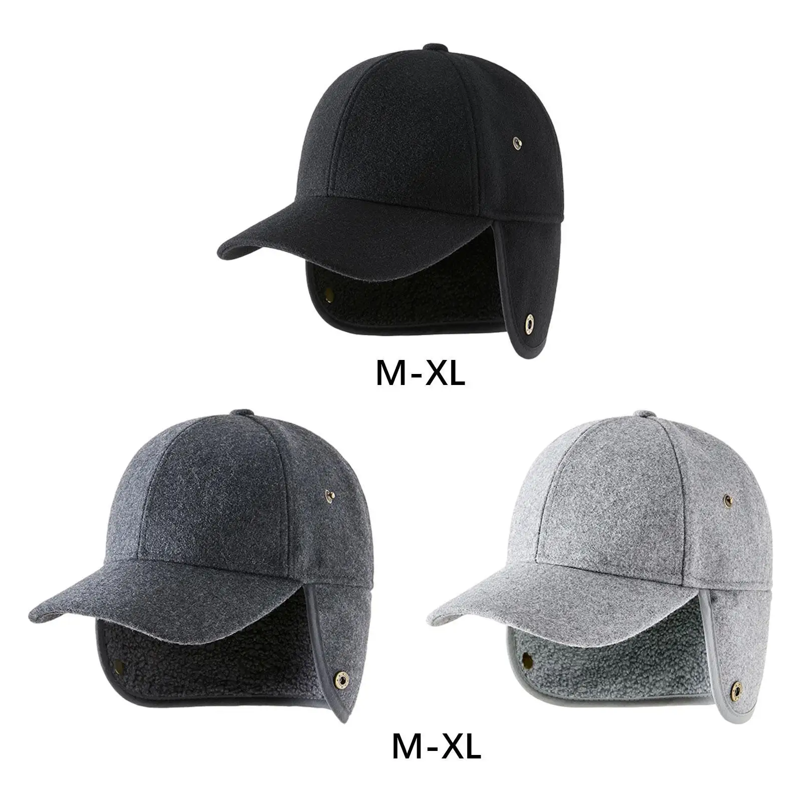 Mens Winter Fleece Hat Golf Cap Ear Protection Keep Warm Windproof Casual Visor for Cold Weather Travel Camping Outdoor Sports