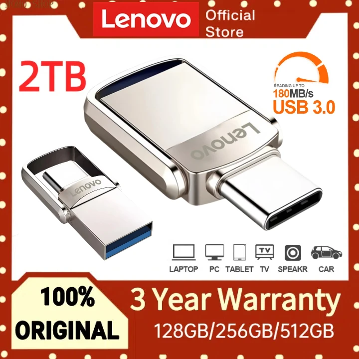 Lenovo 2TB 1TB Pendrive USB 3.0 Flash Drive 512GB 256GB USB 3.0 memoria U Stick Pen Drive 128GB Flash USB Disk impermeabile per PC