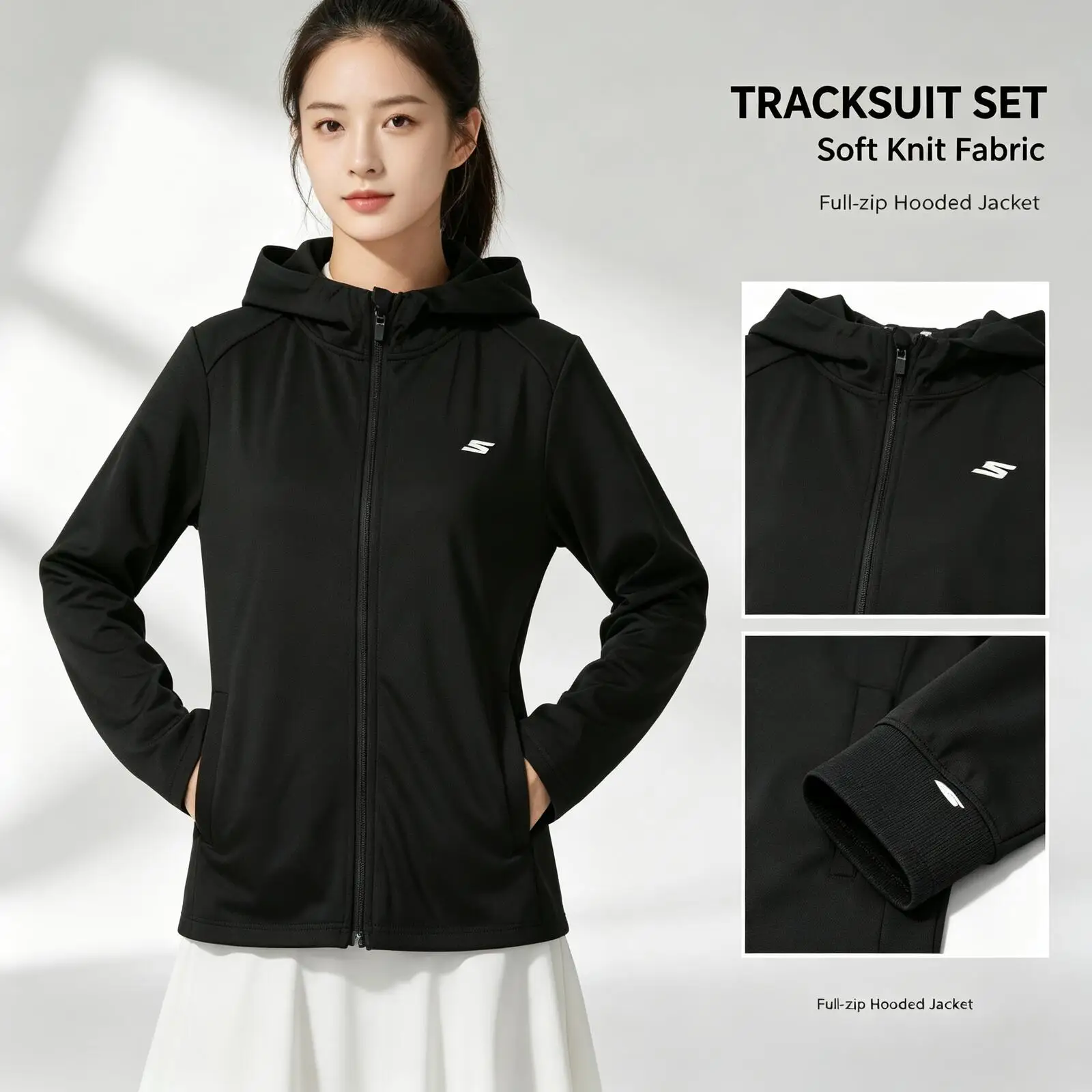 SKECHERS Women Lightweight Knit Hoodie Jacket Breathable Quick Dry Athletic Coat Outdoor Couple Sport Outerwear P224W163-03K8