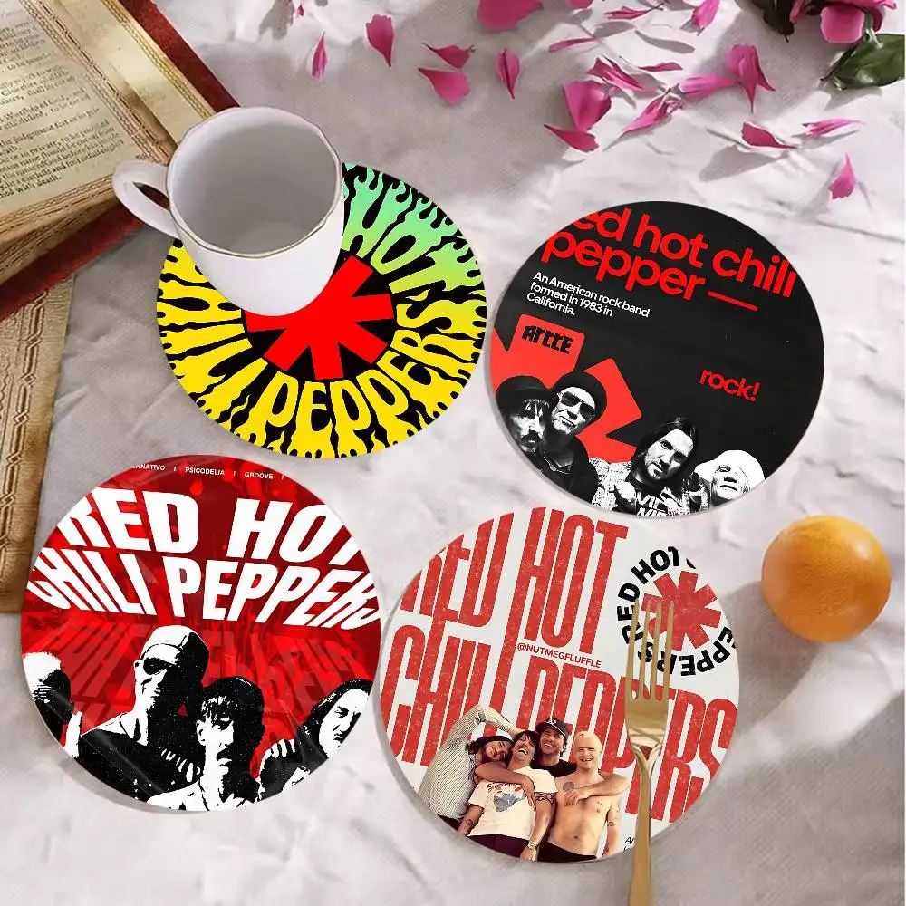 Funk Rock Band Red Hot Chili Peppers Wooden Coaster Heat-Resistant Drink Mats with Non-Slip Base, Perfect Gift Idea