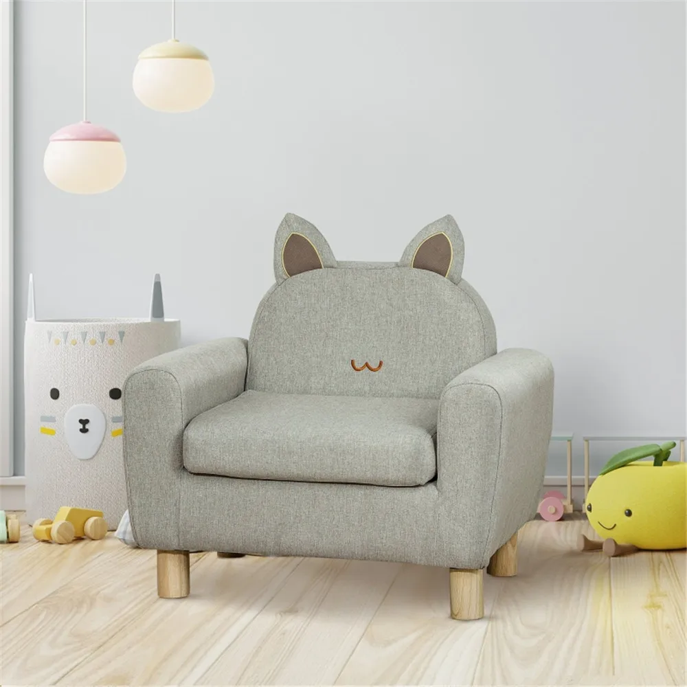 US Stock Kids Sofa Chair Seat-Grey Cute animal theme For ages 3-5 years 24