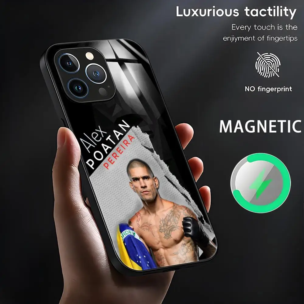 Fighting u-ufc P-PereiraES Phone Case For iPhone 16 15 14 13 12 11 X XR XS 8 Plus Mini Pro Max Glass Magnetic Phone Case