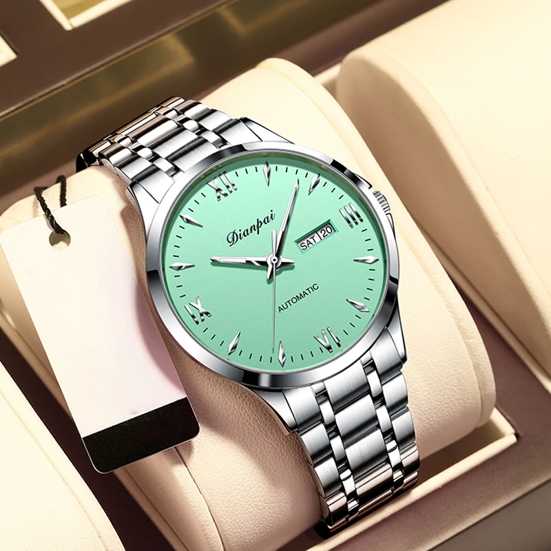 

Элегантные мужские часы с золотым двойным календарем, подсветкой дисплея и прочным стальным ремешком, идеально подходят для модных мужчин.