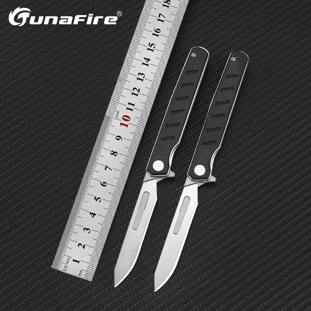 Tunafire High-quality Linen scalpel folding knives Multifunctional Mini Portable Pocket Surgical Knife Replaceable #60#24 Blades