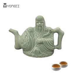 YOMEEI Ceramics Chinese Trick Teapot Handmade Wine Coffee Dual Purpose Pot Layered Coffee Tea Drinking Container Assassin Teapot