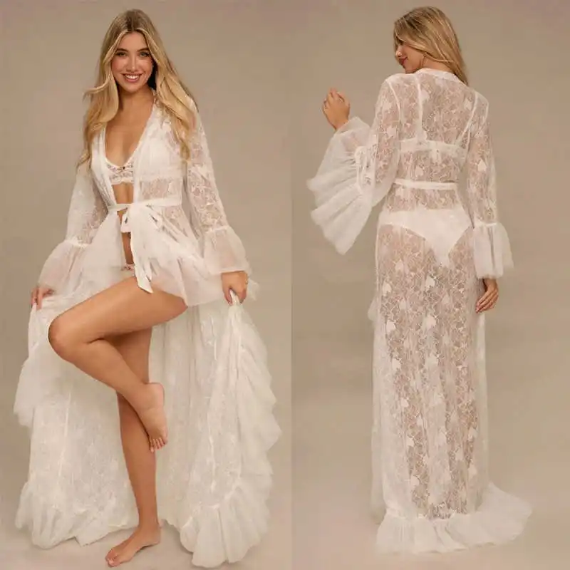 Graceful Womens Pajamas Appliques Robes Bridesmaid Bride Robes Wedding Long Robe Bathrobe plus size customized