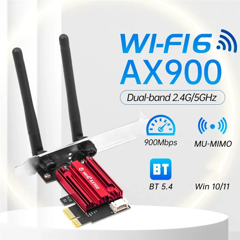 New!AX900 Wifi 6 Pcie Network Card Bluetooth 5.4 Dual-Band 2.4G/5.8Ghz External Antenna For Gaming/PC Adapter For Windows 10/11
