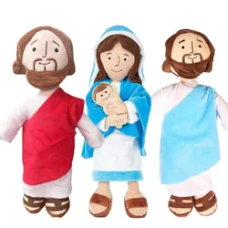 Juguete de peluche de Jesús para niños, muñeco de peluche educativo de la Virgen María roja, suave, dibujos animados con sonrisa, regalo