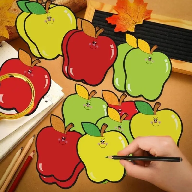 Conjunto 30 cartões boletim 5,5 x 4,5 polegadas recortes formato fruta volta às aulas, suprimentos para sala