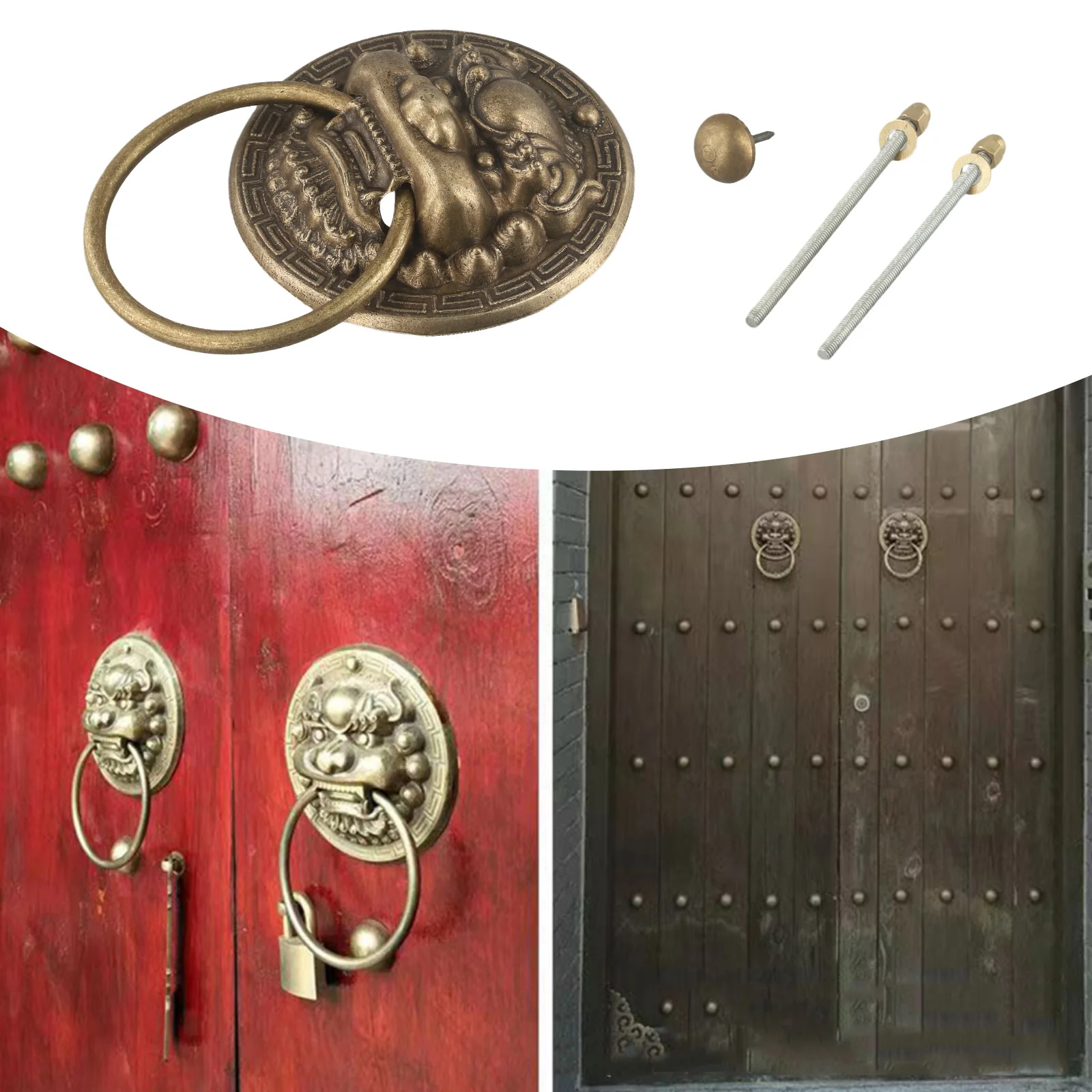 

Дверное кольцо с головой зверя, цвет бронзы, винтажный латунный дверной молоток, элегантный декор, прочная конструкция, вневременная привлекательность