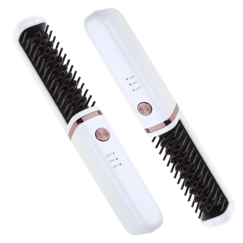 Cordless Hair Hot Air Brush Comb Salon Negative Ionic Straightener & Curler Drop Shipping