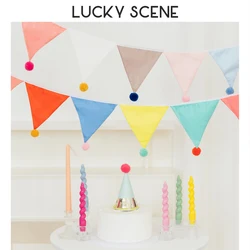 Cotton fabric wool ball triangular string flag tent flag photo background string flag wedding kindergarten hanging flag S01914