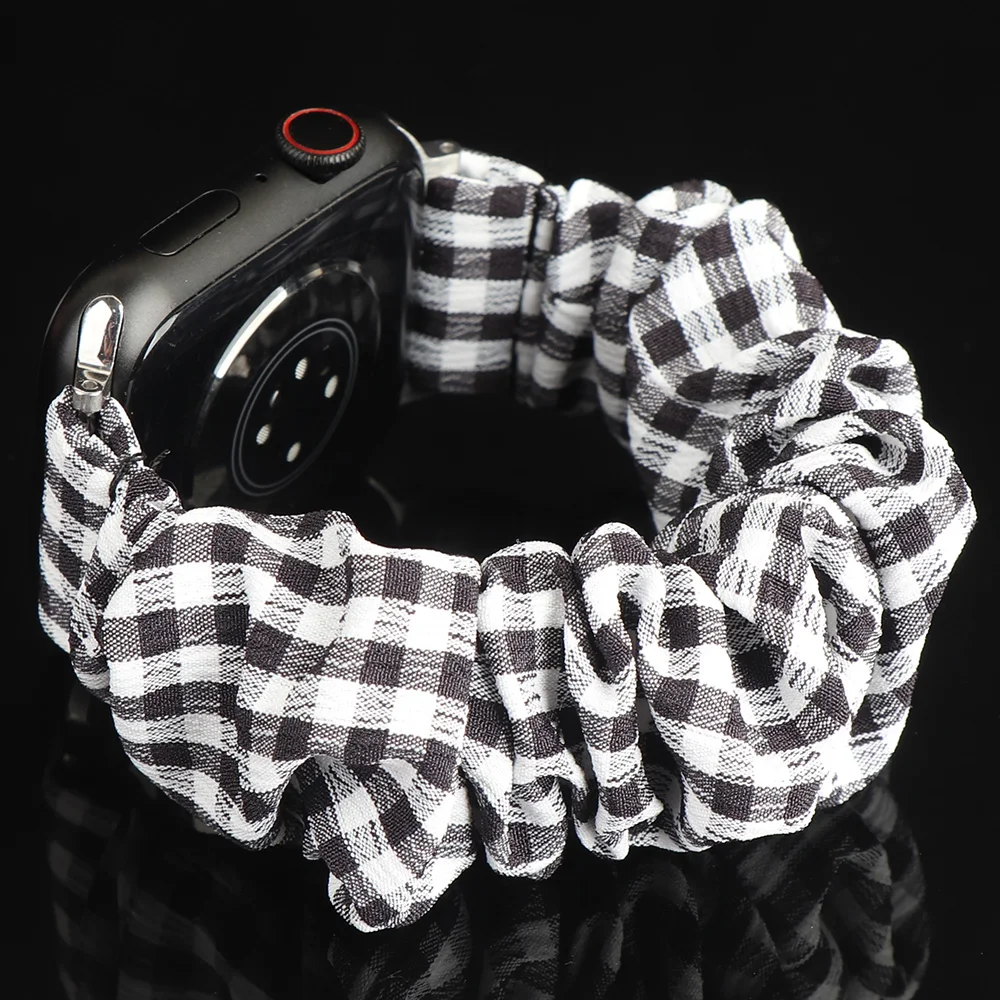 Grid Cloth Elastic Strap For Apple Watch Band Ultra 3 2 49mm Strap iWatch Series 11 10 9 8 7 SE 6 5 4 3 2 46/45/44/42/41/40mm