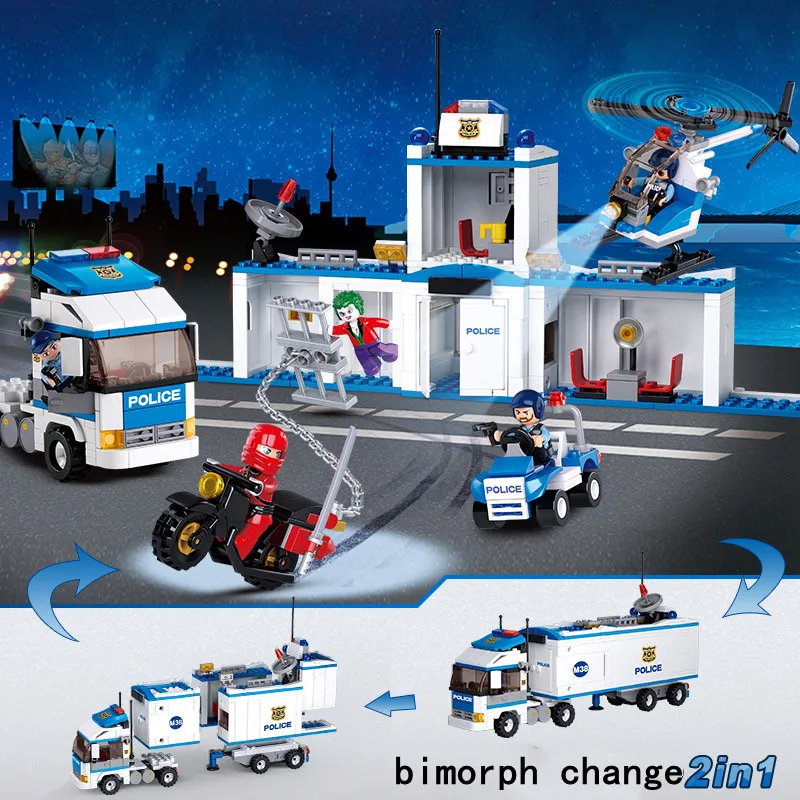 Sluban Building Block Toys City Police 572PCS Bricks B0376 Mobile Police Command Station Compatbile With Leading Brands