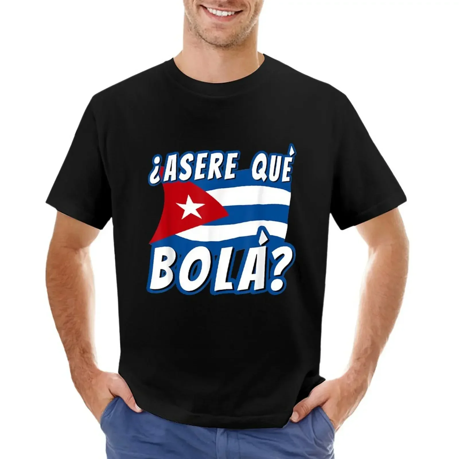 Gift Idea Funny Cuban Saying Havana Cuba Flag Asere Que Bola T-Shirt sublime quick-drying men t shirts high quality