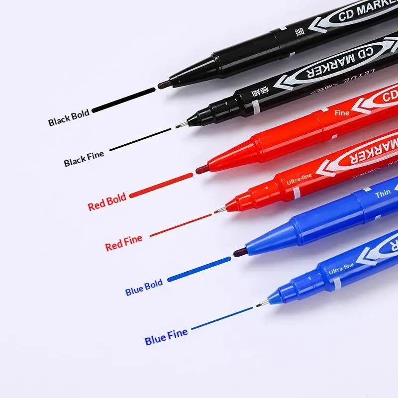 New 1pcs Waterproof Fast Dry Ink 3 Color Options Dual Tip Permanent CD Markers For Office School Writing Craft Labeling
