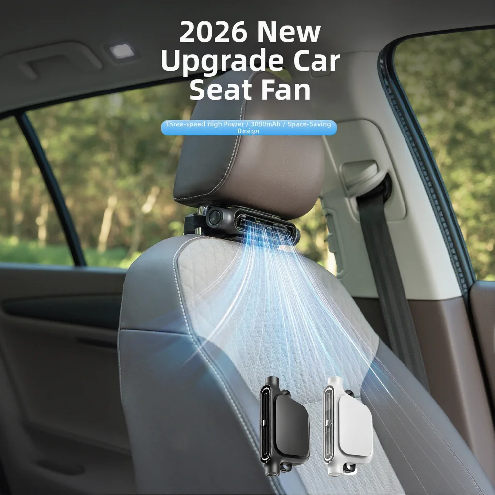 Car Seat Cooling Fan Adjustable 3 Speeds Front Rear Seat Heat Dissipation Electric Cooler Fan For Comfort & Airflow