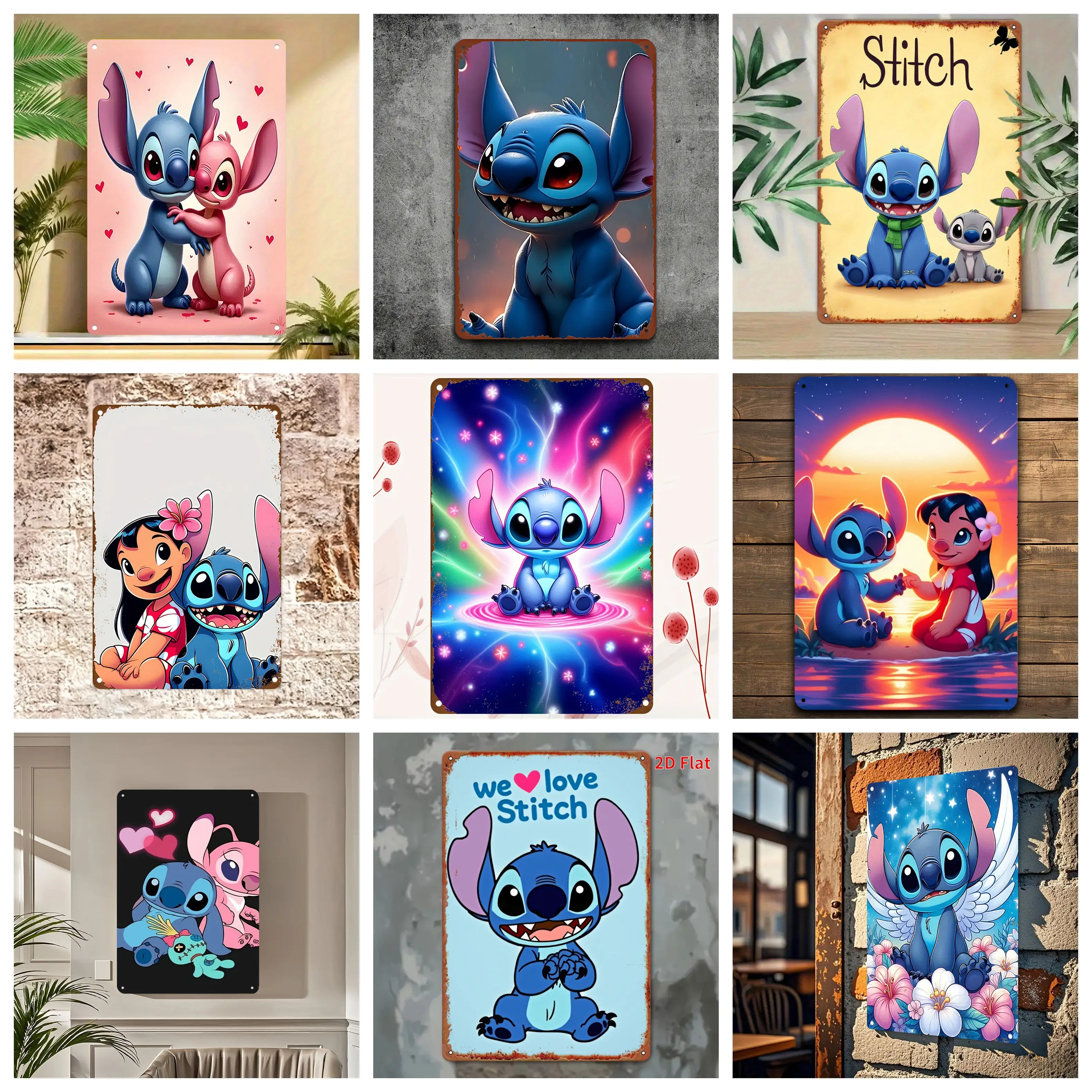 

Miniso Display of Stitch Creative Metal Signs wall decor Tin Signs Captain Metal Poster Decor for Bar Pub Club Wall Decoration