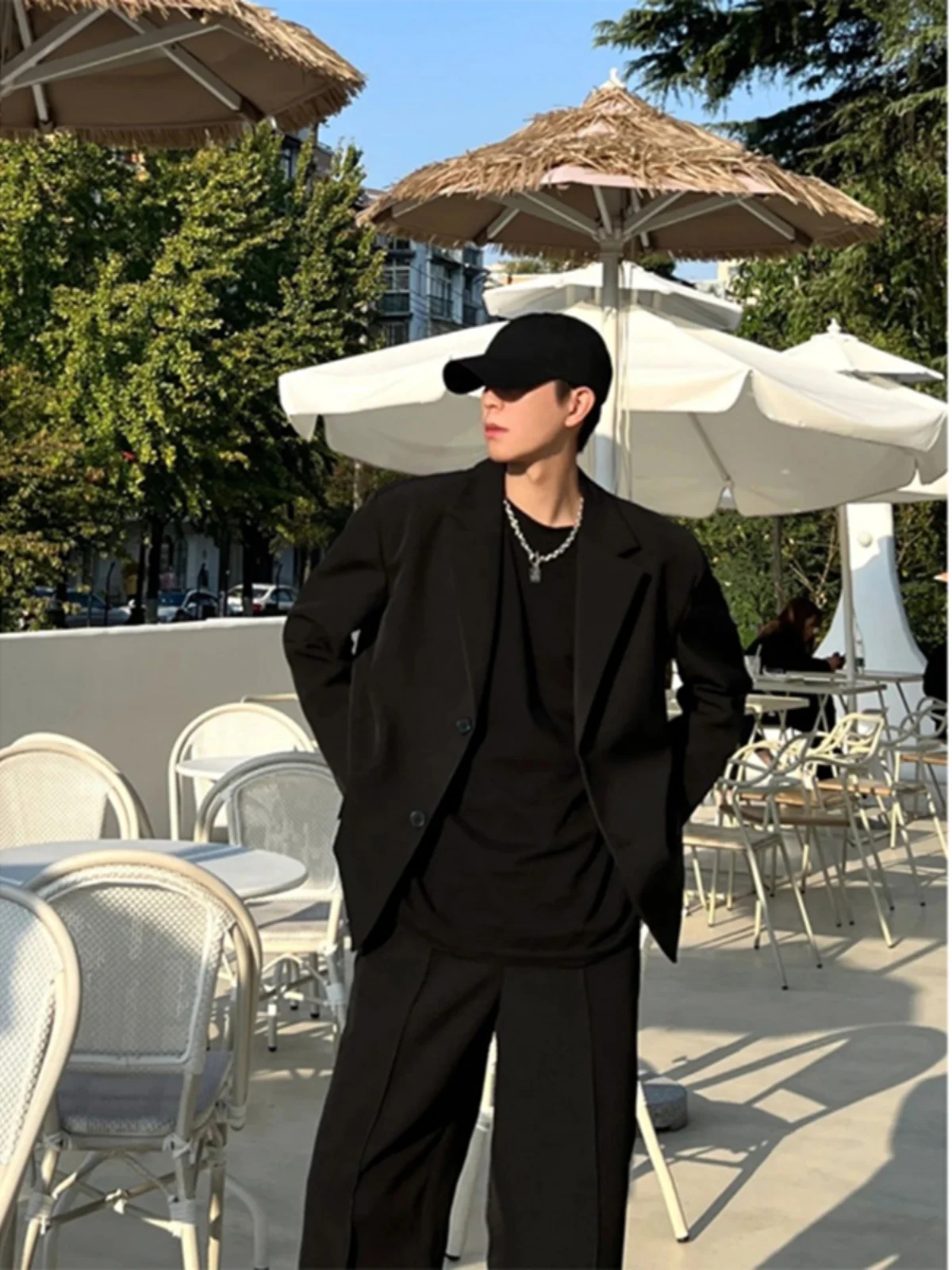 

oulder Padded Men's Suit Jaet Spring Autumn Sle Classic Collar Casual American Faion Teenage ulari Long Sve R...