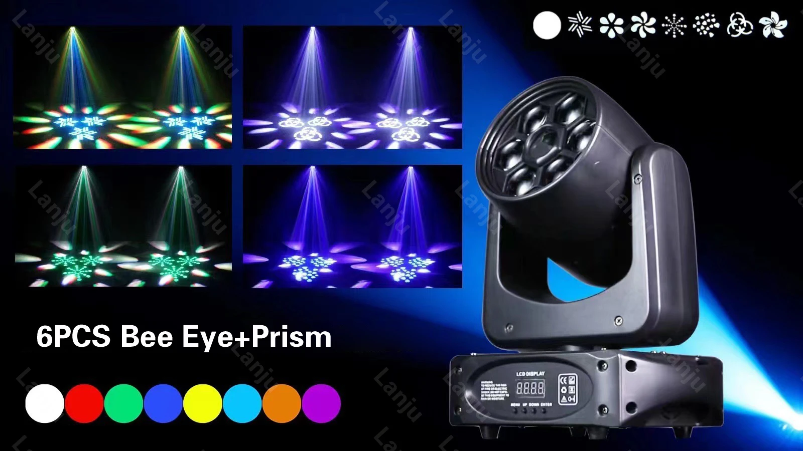 Led150w biene auge gefärbt strahl licht rgbw scheinwerfer blitz muster bewegliche scheinwerfer für ktv bar disco dj hochzeit dmx bühnen effekte