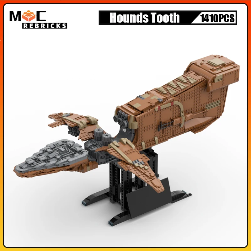 

MOC Building Blocks High-tech Military Light Freighter Hounds Tooth Interstellar Spaceship Movie Wars Battleship Model Brick Toy