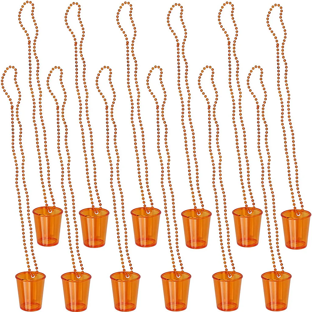 12 Stück Schnapsgläser auf Perlenkette aus Kunststoff, Schnapsbecher-Halskette, Hochzeit, Junggesellenabschied, Geburtstag, Party, Dekorationszubehör – Detail 6