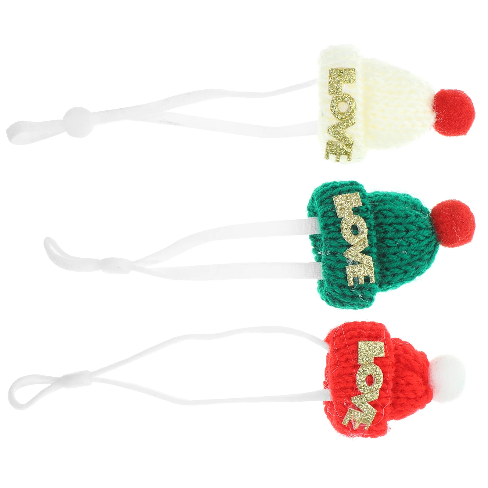 

3Pcs Christmas Hat Adjustable Comfortable Design Hamster Cap for Small Animals Adorable Reptile Hats Pet Photo Prop