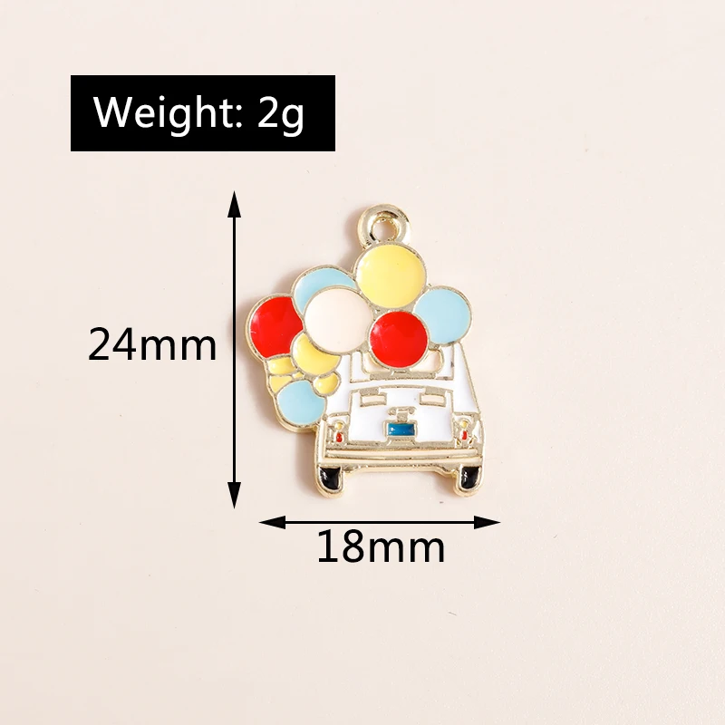 20 Stück 18 x 24 mm niedliche Emaille-Ballon-Auto-Charms-Anhänger für die Herstellung von Tropfen-Ohrringen, Halsketten, Armbändern, DIY-Handwerk, Schmuckzubehör – Detail 1
