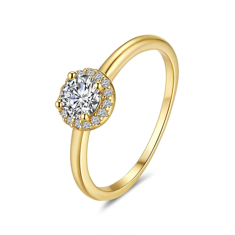 

Кольцо с муассанитом, роскошное круглое кольцо для женщин, с покрытием из белого золота 18 карат, 0.5 карата, D VVS1, GRA, бриллиант, свадебное ювелирное украшение, подарок